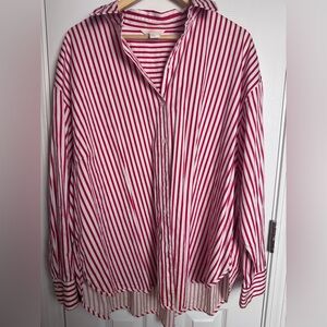 H&M Red and White Striped Casual Shirt